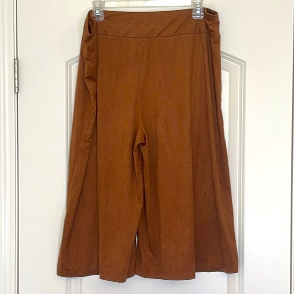 Serengeti Microsuede Rust Flowy Flare Leg Gaucho Pants Size XL - Picture 2 of 4